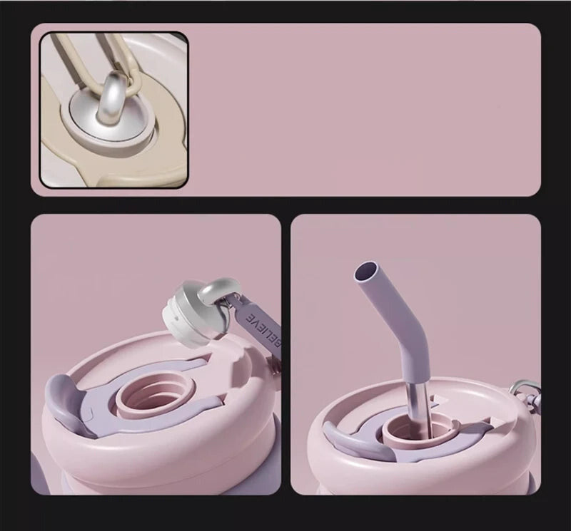 Cooker King 1.25L Insulated Thermos Bottle with Straw