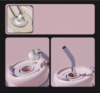 Cooker King 1.25L Insulated Thermos Bottle with Straw