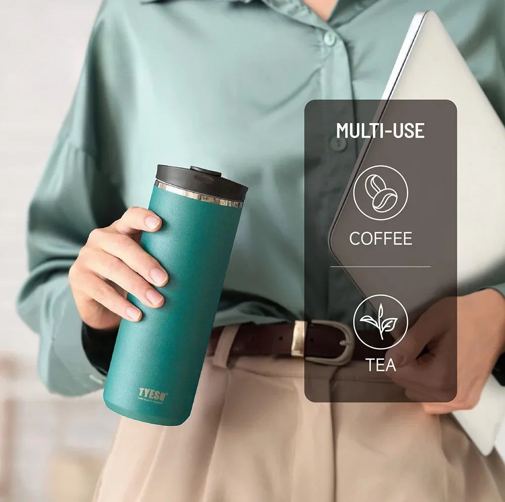 Tyeso Insulated Travel Mug – Portable French Press & Tea Infuser