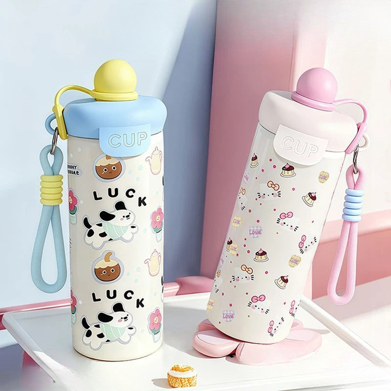 Cartoon Stainless Steel Thermos Bottle with Lifting Rope