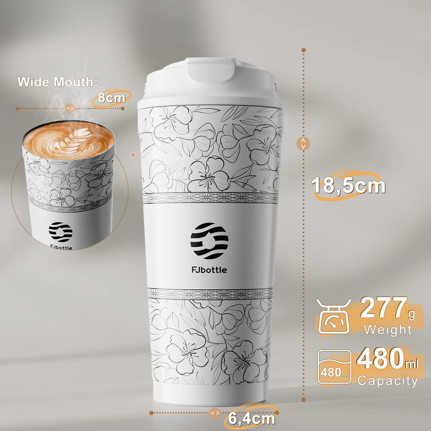 Fjbottle 500ml Flower Coffee Cup