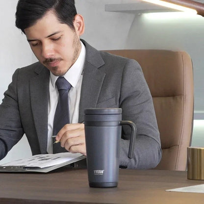 Tyeso Insulated Stainless Steel Office Mug with Tea Separator