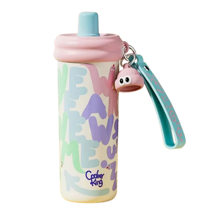 Graffiti Insulated Water Bottle – 600ML Stainless Steel Thermos with Straw