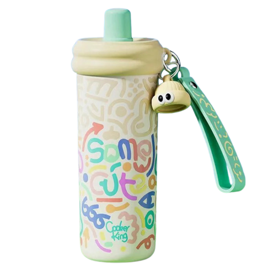 Graffiti Insulated Water Bottle – 600ML Stainless Steel Thermos with Straw