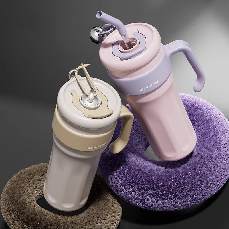 Cooker King 1.25L Insulated Thermos Bottle with Straw