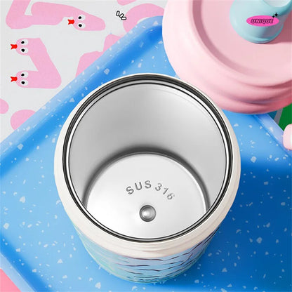 Graffiti Insulated Water Bottle – 600ML Stainless Steel Thermos with Straw