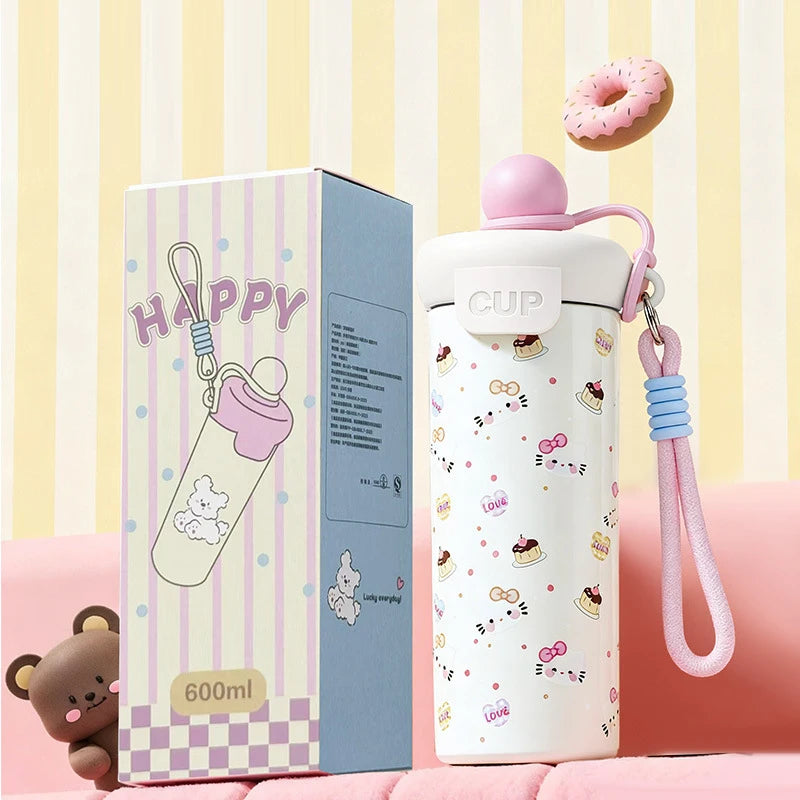 Cartoon Stainless Steel Thermos Bottle with Lifting Rope