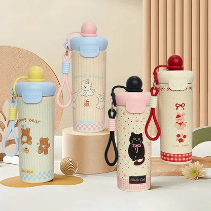 Cartoon Stainless Steel Thermos Bottle with Lifting Rope