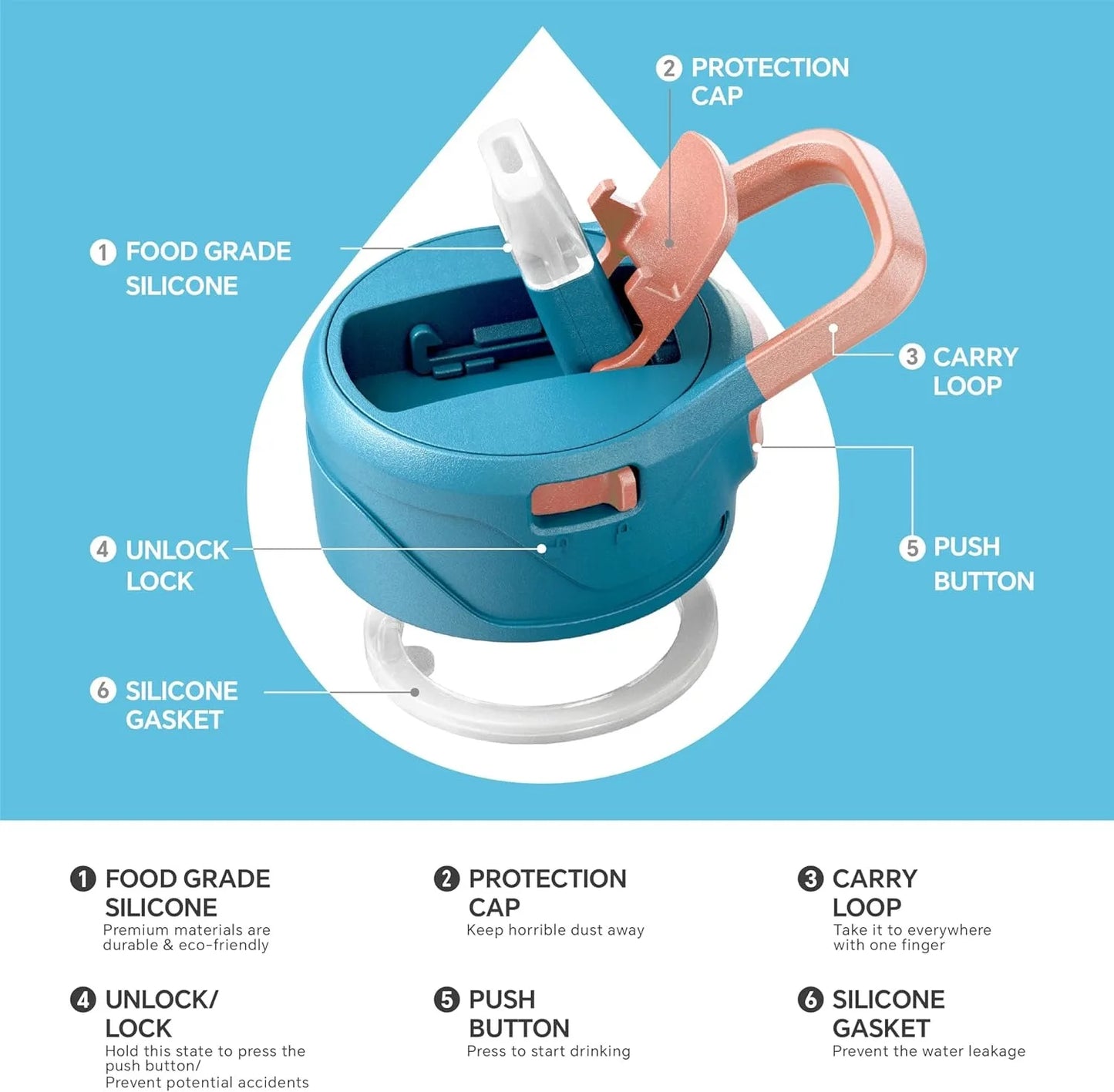 Ideus 350ml thermos Kids Water Bottle