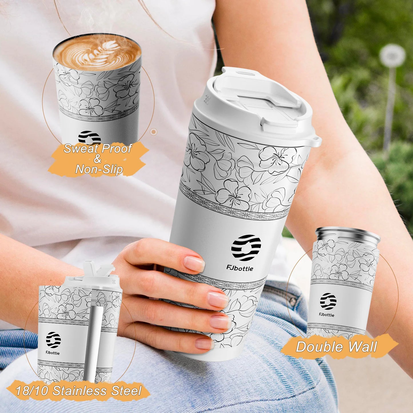 Fjbottle 500ml Flower Coffee Cup