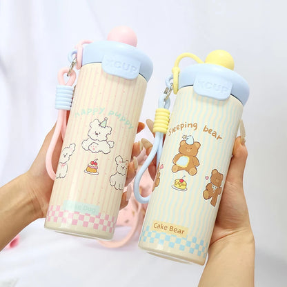 Cartoon Stainless Steel Thermos Bottle with Lifting Rope