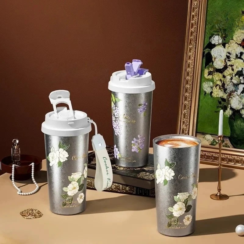 Cooker King 520ML Coffee Cup Flower Pattern